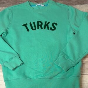 OKAICOS Green Turks Embroidered Crewneck Sweatshirt Small $138